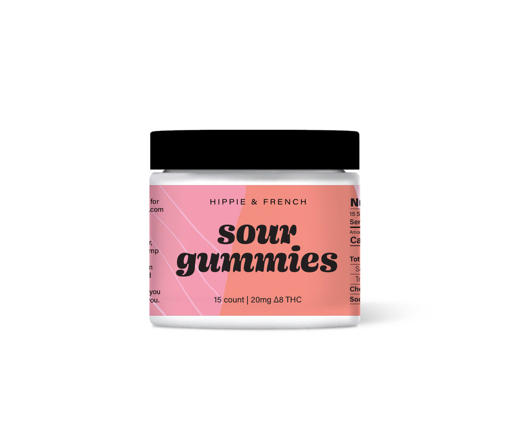 Delta 8 THC Sour Vegan Gummies Container